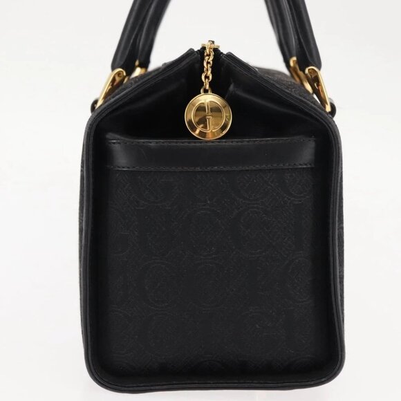 GUCCI Hand Bag Canvas Black Gold Auth - Picture 5 of 15
